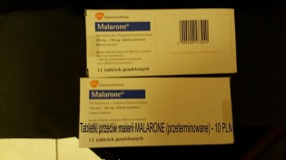 2 opakowania po tabletkach przeciw malarii - MALARONE